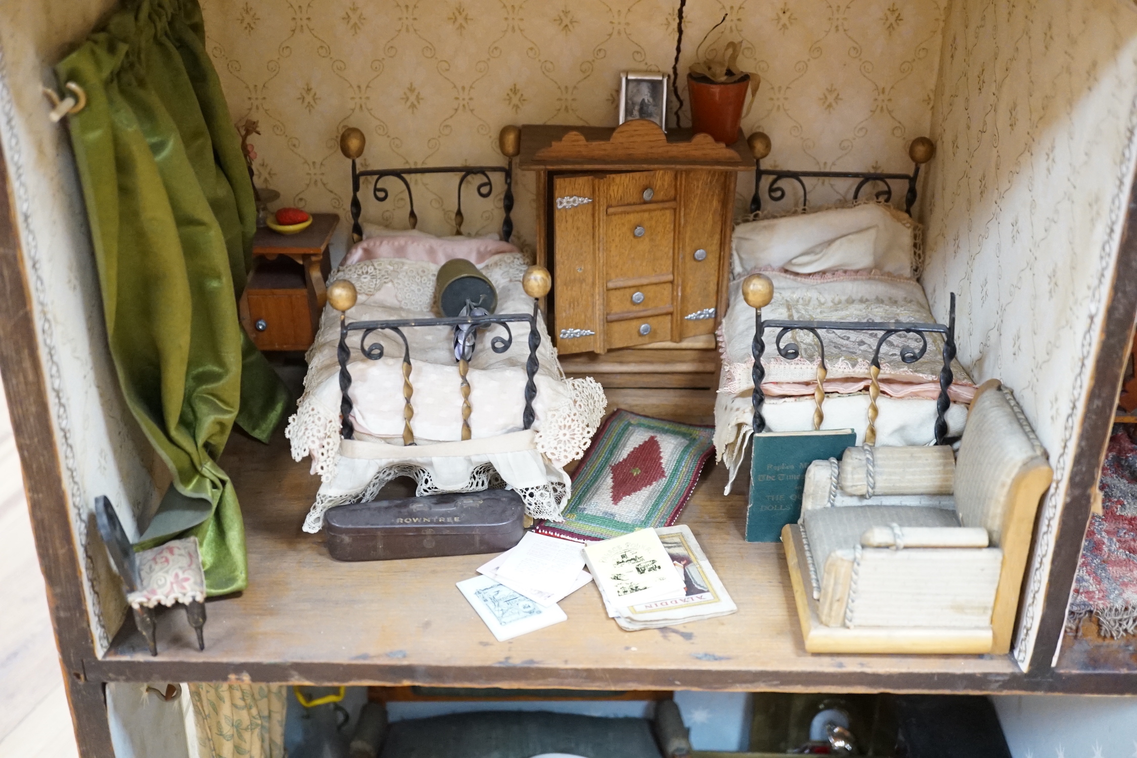 A furnished English dolls’ house, circa 1810-20, 104cm high